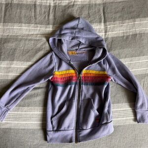 Aviator Nation Kids Lavender Hoodie with Rainbow Stripes